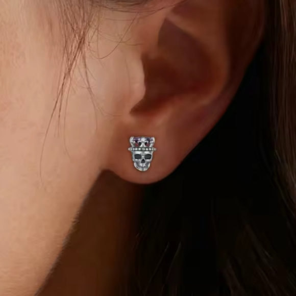 🆕 Sterling Silver Skull Earrings - Picture 3 of 10